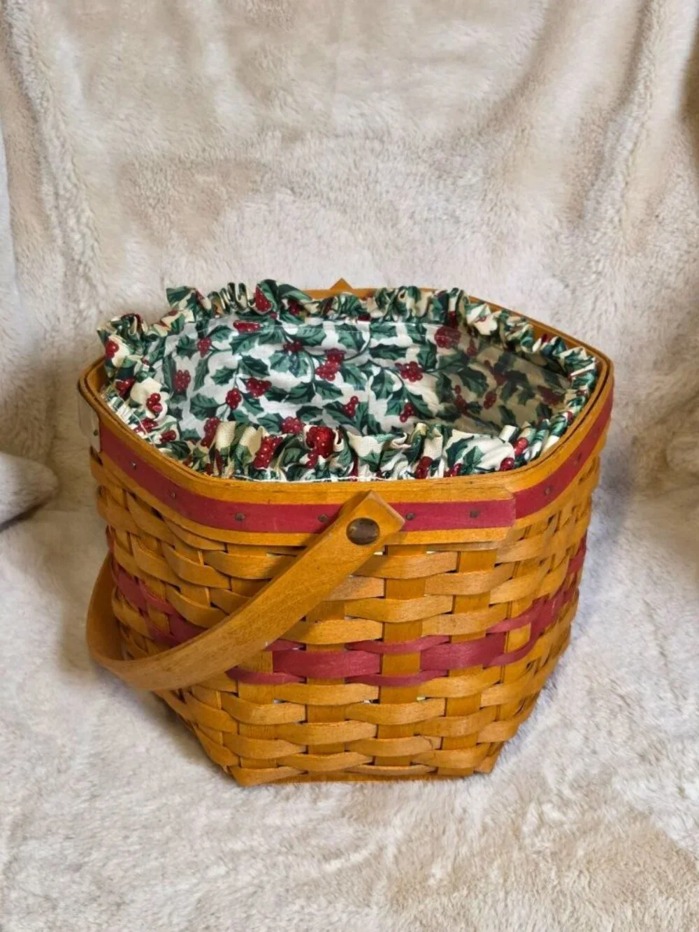 Vintage Longaberger 1997 Christmas Collection Snowflake Basket Fabric And Liner